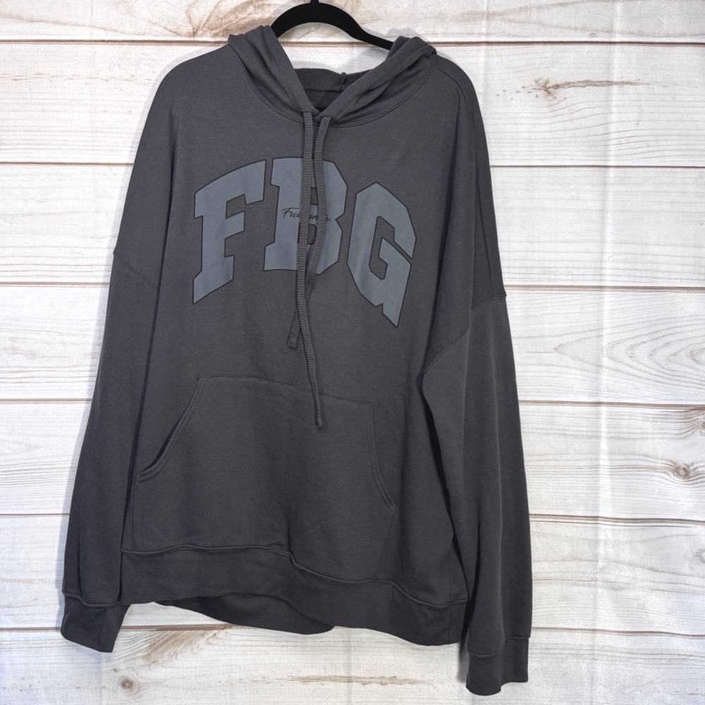 Freebandz FBG‎ Streetwear Charcoal Gray Hoodie Mens 2XL Graphic Sweatshirt